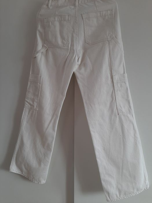 Białe damskie spodnie jeansowe cargo H&M