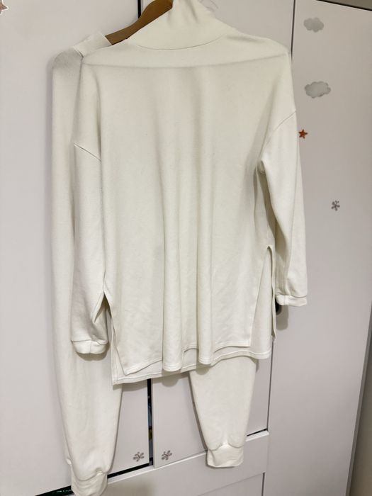 Белый вязаный костюм maritel L xl рубашка в клетку