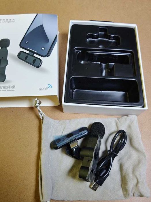 Microfone Lapela Sem Fios Wireless USB-C 2.4G para Telemóvel NOVO