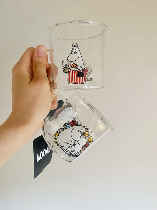 Kubek 2 sztuki szklany Mug Muminki kwiaty Moomin szklanki kucharz gotowanie para