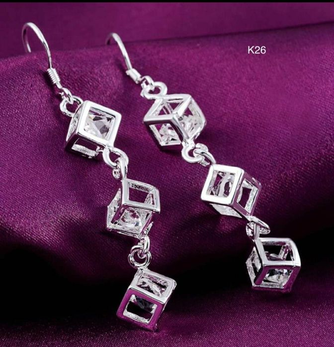 Kolczyki platerowane srebrem próby 925 długie kryształki