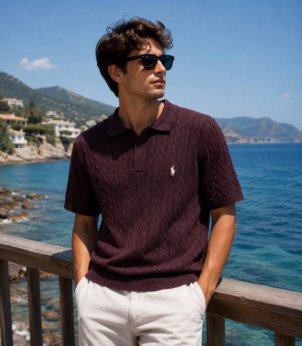 Чоловіча мужская Футболка поло polo  Ralph lauren ОРИГІНАЛ вʼязана
