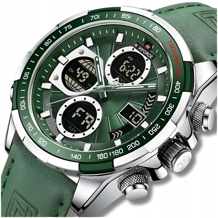 Zegarek Męski Elegancki Klasyczny Skórzany Pasek Stoper Datownik Alarm