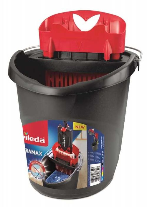 Mop Vileda Ultramax BOX płaski 35 cm Wiadro z wyciskarką i kijem NOWY