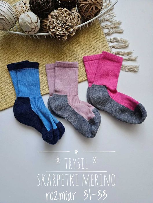 Trysil dziecięce skarpetki merino wool frotte zestaw 3 pary roz. 31-33