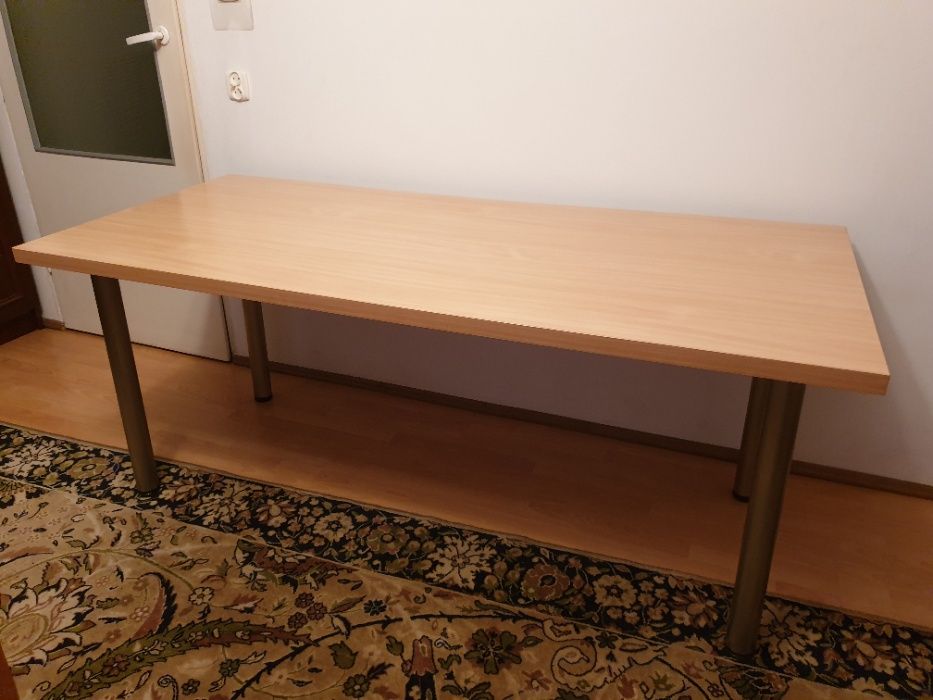 Stół z chromowanymi nogami 180,5x80,5x3,7 buk (**dostępne 8 krzeseł)