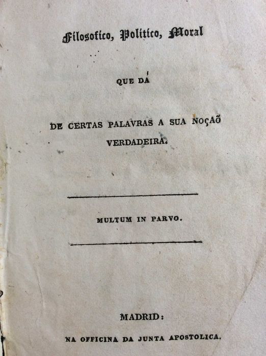 Edição Original (1828):; Diccionario d'Algibeira Filosófico, Político