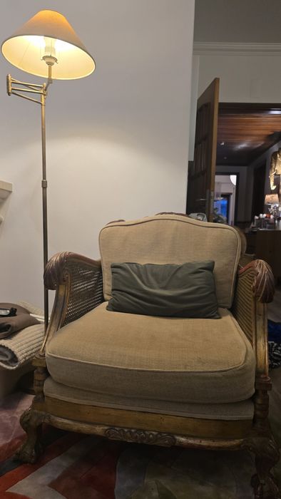 Poltrona Bergère Vintage Estilo Chippendale c/ Palhinha