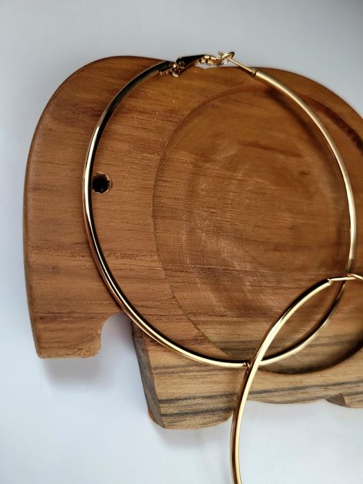 Kolczyki złote koluchy duże koła 7cm stal nierdzewna chirurgiczna