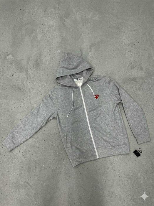 Зіпка сіра Comme des Garcons Play (L,XL,XXL) Чоловіче зіп худі весняне