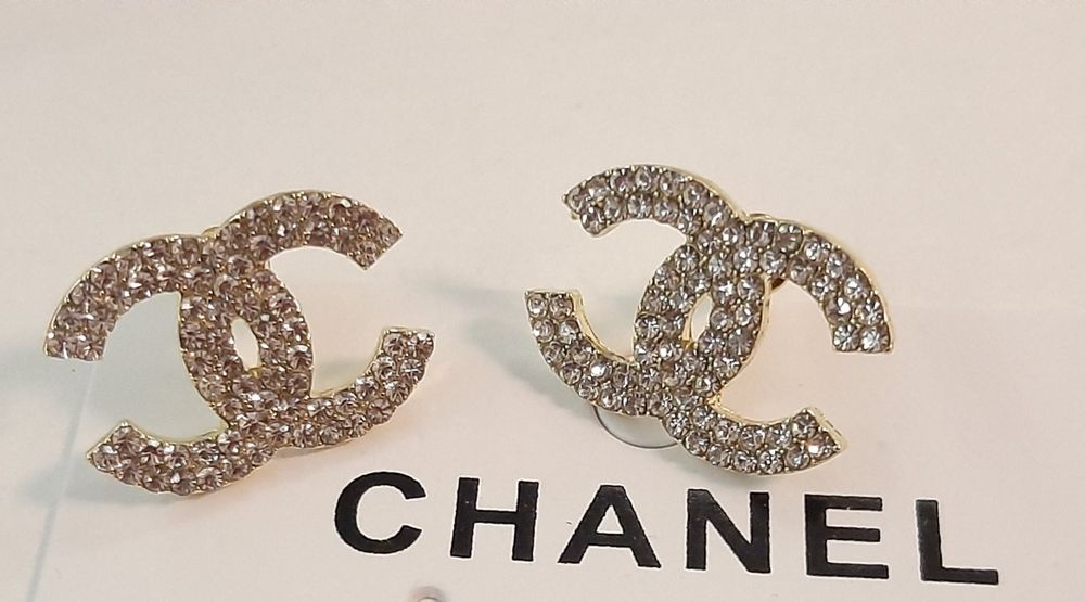 Duże, złote kolczyki cc kryształki Cudo lv ysl