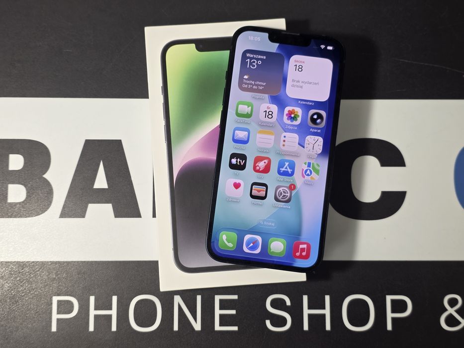 Sklep ladny Apple Iohone 14 128gb midnight bateria 86%