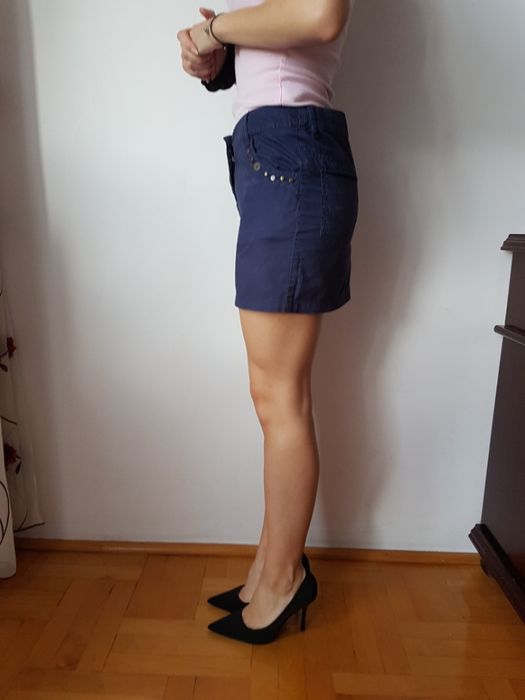 Granatowa spódnica spódniczka mini krótka M 38 S 36 Deep niebieska