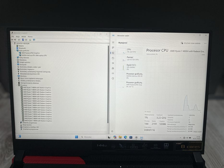 Asus Rog Strix RTX3060 tgp 130W 144Hz Office