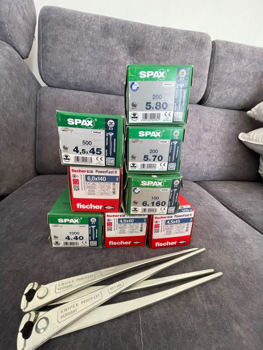 Wkręty spax,fischer cęgi knipex