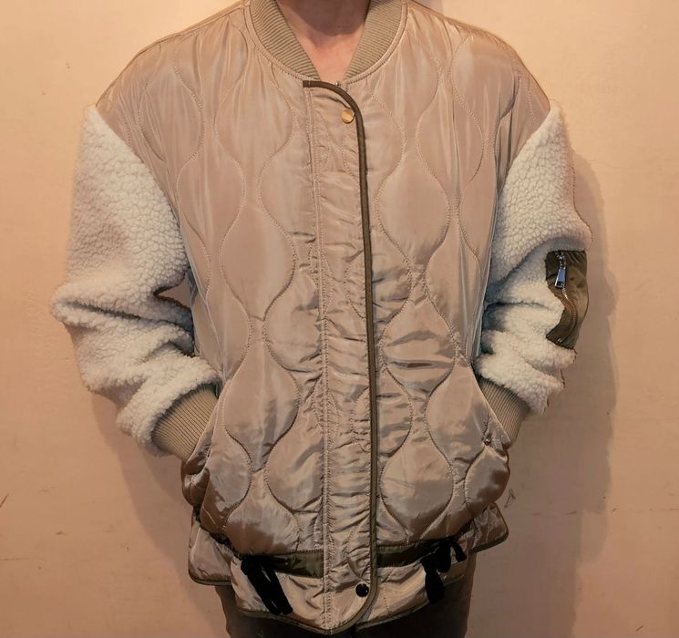 Beżowo biała kurtka damska