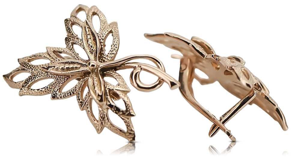 Kolczyki różowe złoto liść klonowy 14k 585 Vintage ven096r Wrocław