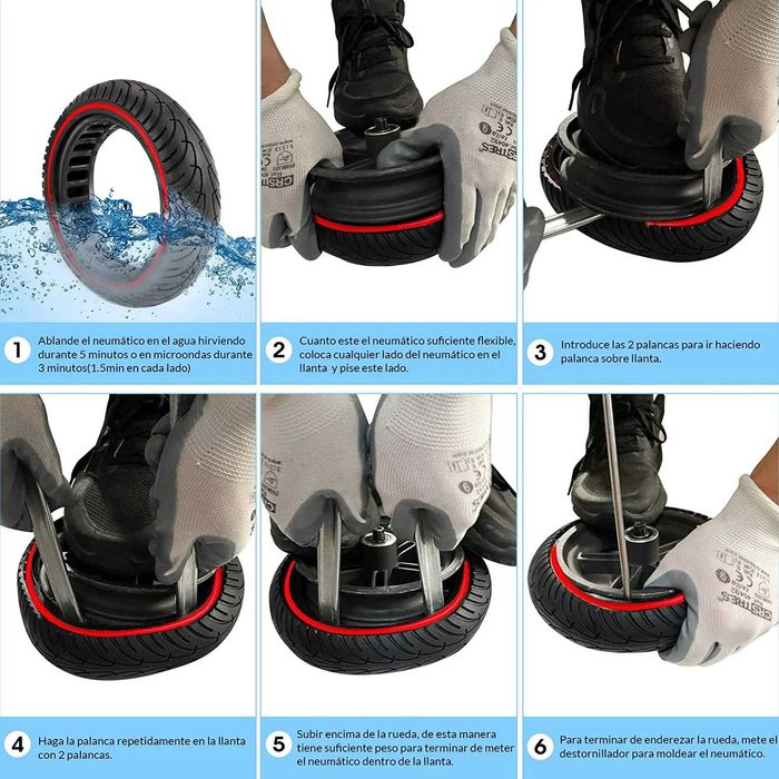 Pneu Sólido 8,5×2-6,1 Vermelho [Nedong] Trotinete Elétrica Xiaomi