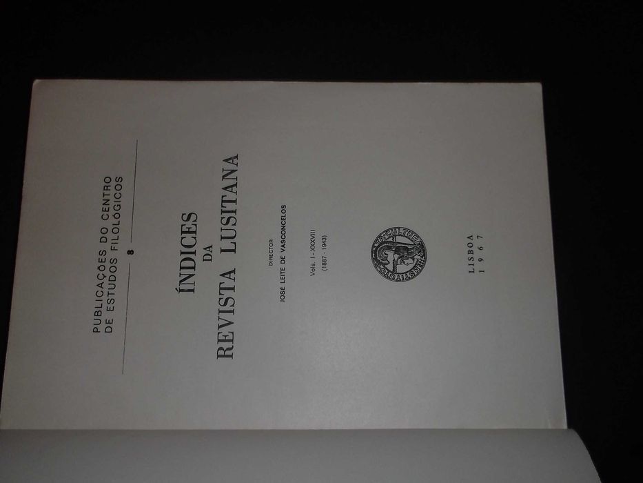 Vasconcelos (José Leite de,Director);Índices da Revista Lusitana