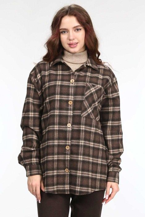 Сорочка 024 шоколадний клітинка байка