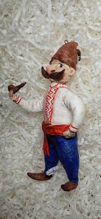 Козак Ватная игрушка на ёлку из ваты ручной работы