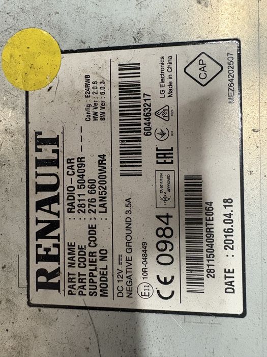 RADIO NAWIGACJA WYŚWIETLACZ renault traffic  III 3 2016R 281150409R