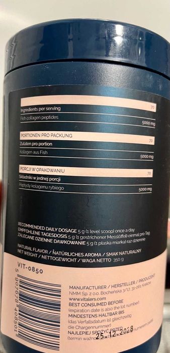 VITALERS Fish COLLAGEN Peptides 5000mg 350 gr Коллаген 5000 мг 350грам