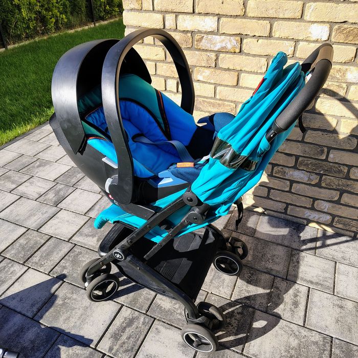 Spacerówka GB Qbit,fotelik Cybex Aton, baza isofix