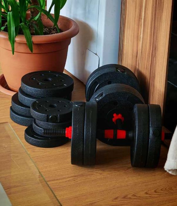 Hantle Bitumiczne Regulowane 2x20 Kg Do Ćwiczeń Ciężar Zestaw 40kg