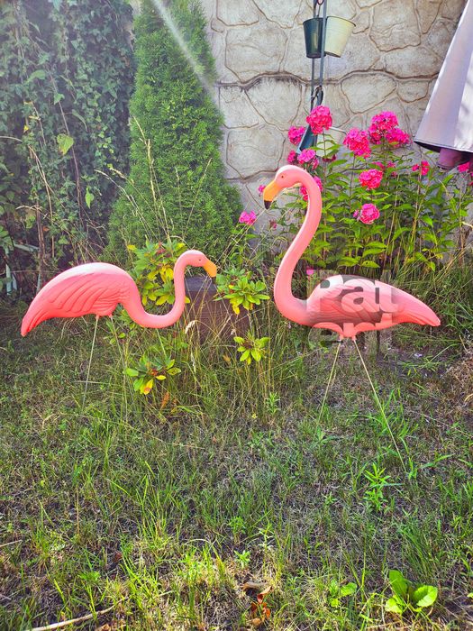 Flamingi 2 sztuki dekoracje figurki ozdoba różowe na działkę ogród
