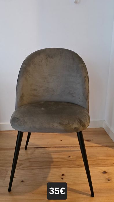 5 Cadeiras de Veludo cinza/preto