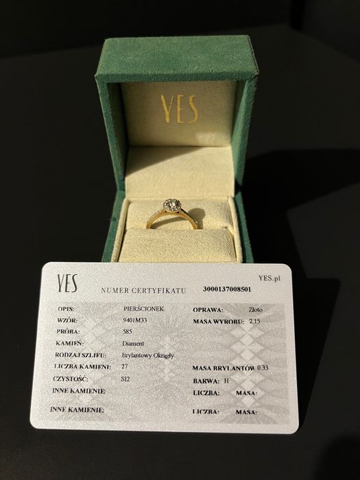 Pierścionek złoty z Diamentemi YES - 0,33 ct - Metropolitan