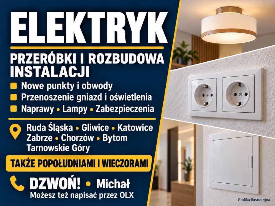 Elektryk – nowe punkty, przeróbki instalacji, lampy i naprawy