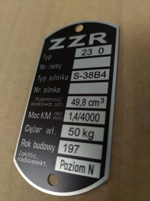 Tabliczka jak oryginal rama główka romet komar 2330/2350