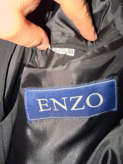 męski garnitur 3-częściowy czarny prążkowany enzo 170/50 L