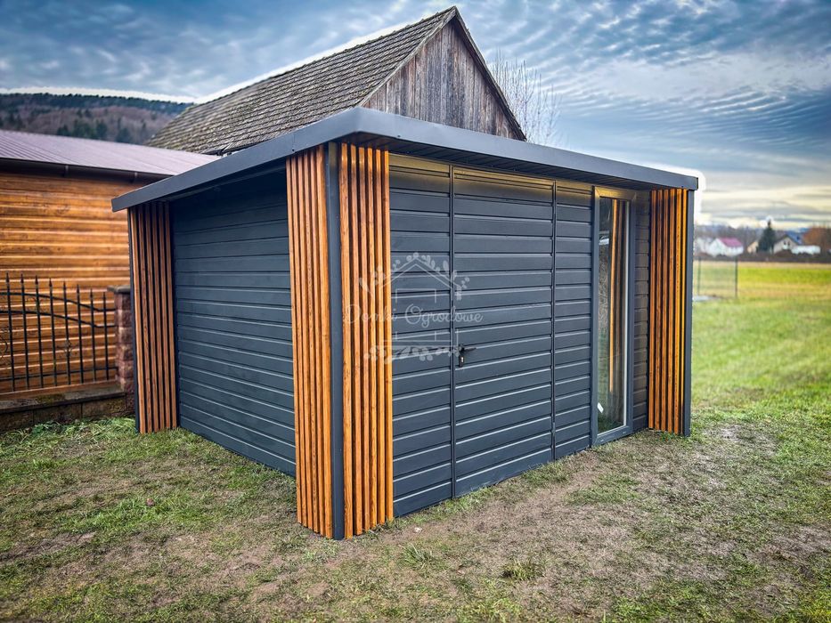 Schowek Domek ogrodowy PREMIUM 3x3m wiata 0,5m  Dekor z lameli  ID904