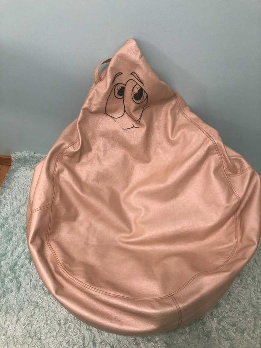 Ексклюзивне Шкіряне Крісло-мішок безкаркасне з друкованим емодзі