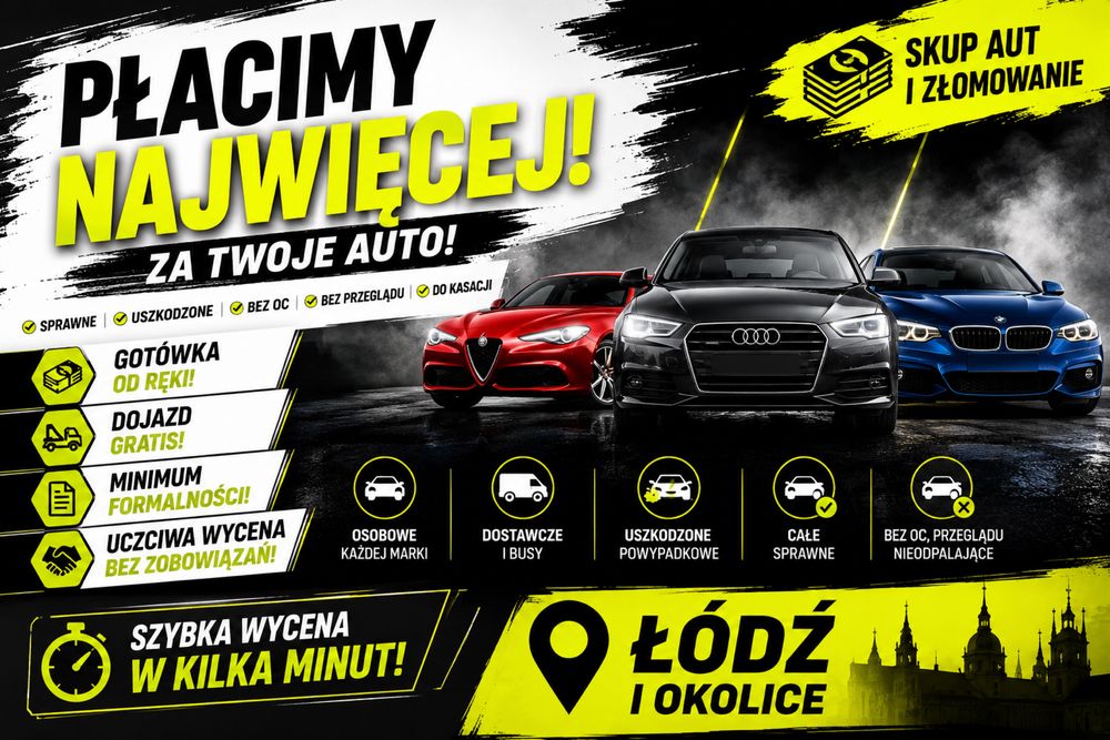 SKUPUJEMY SAMOCHODY W KAŻDYM STANIE     Sprawne • Uszkodzone • Powypadkowe • Bez przeglądu