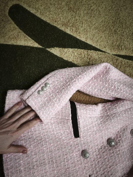 Піджак пиджак жакет блейзер твідовий твидовый хс,ххс розмір 32,34 зара