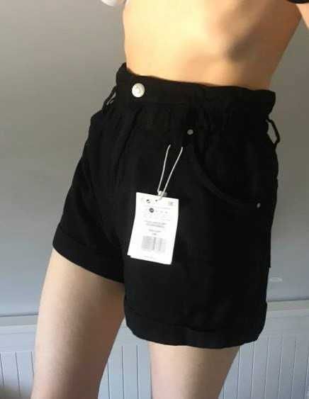 spodenki czarne talia wysoki stan