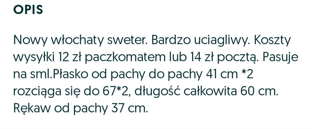Czarny włochaty sweterek sweter damski moher włochacz r. Uni nowy