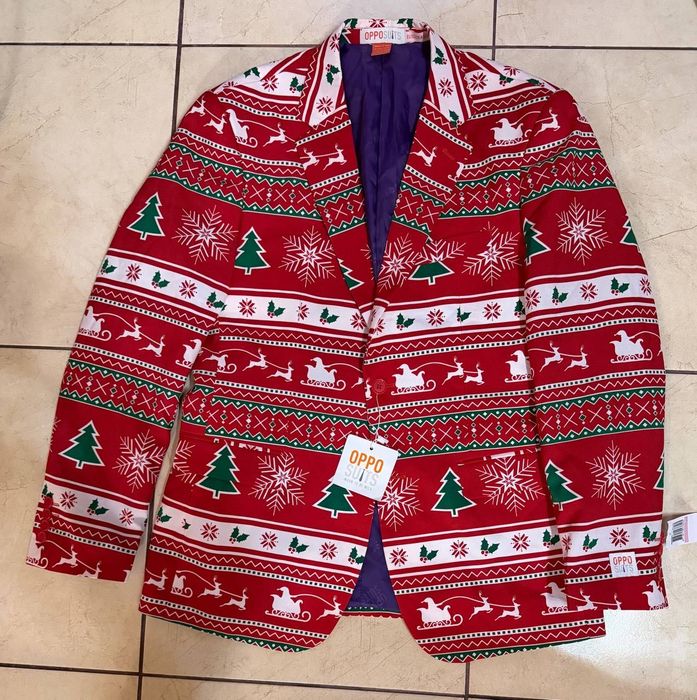 Червоний новорічний піджак бренду OppoSuits, модель "Christmaster" розмір 50