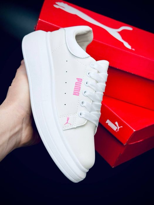 Женские кроссовки пума белые кожаные кросовки стильные puma