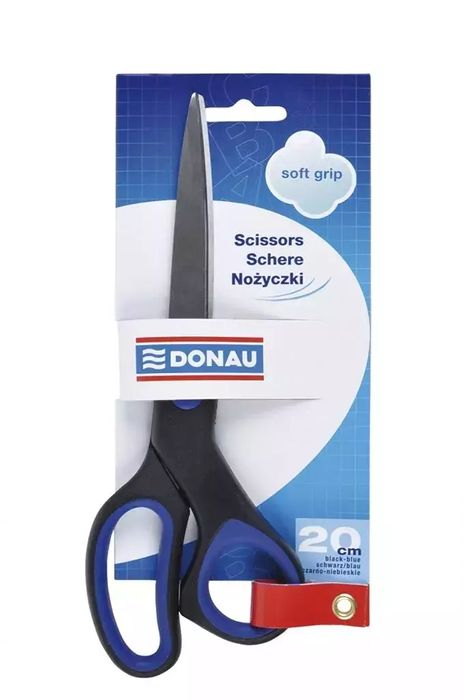 Nożyczki biurowe Soft Grip niebieskie 20cm. Donau. Nowy Produkt