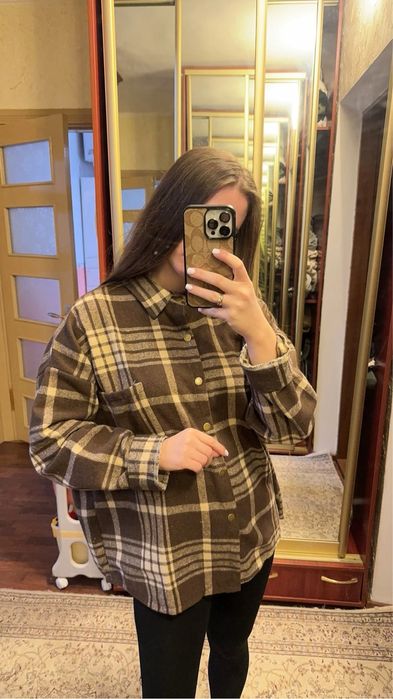 Сорочка у клітинку коричнева , рубашка в клетку