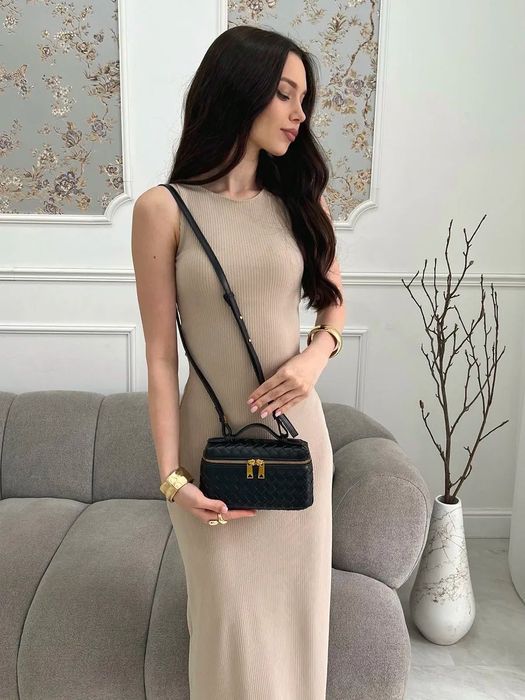 Нова чорна плетена сумка крос боді