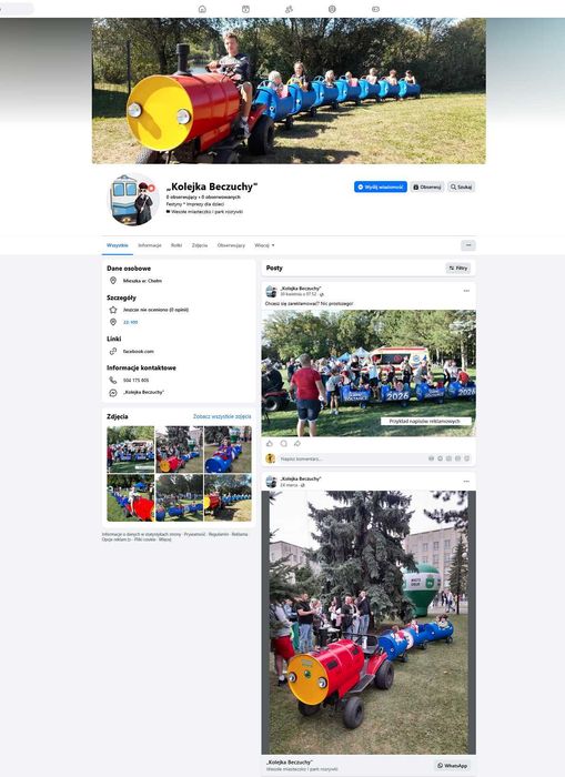 Kolejka "Beczuchy"  Pociąg-ciuchcia na imprezy