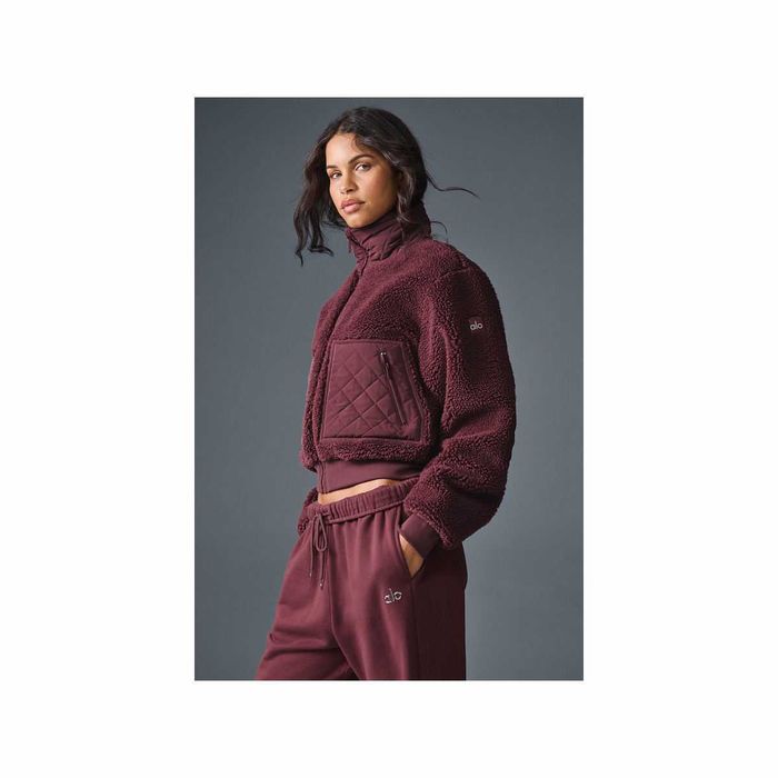 Куртка Alo Yoga Sherpa Edge Bomber Burgundy Truffle