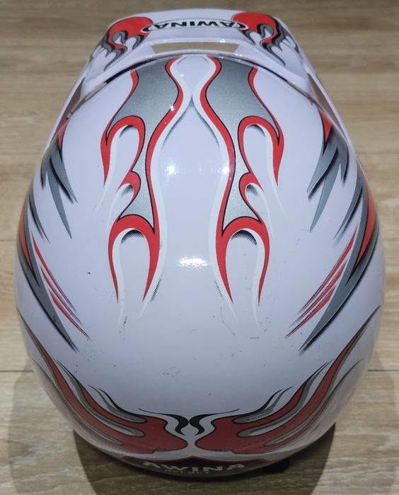 Kask crossowy enduro AWINA biało czerwony + google