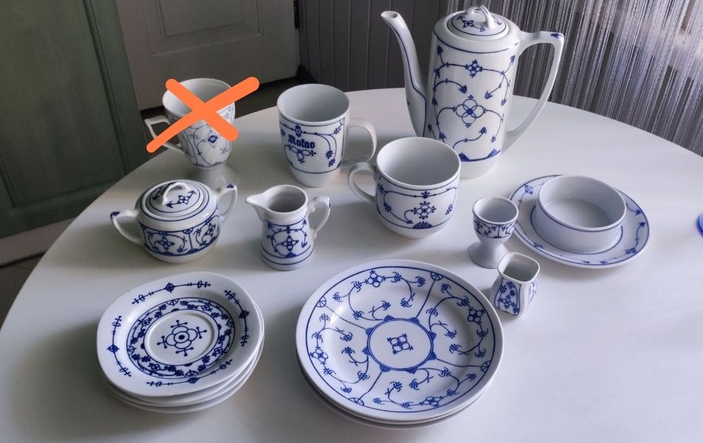 Чашка чайник тарелка Blau Saks порцеляна фарфор